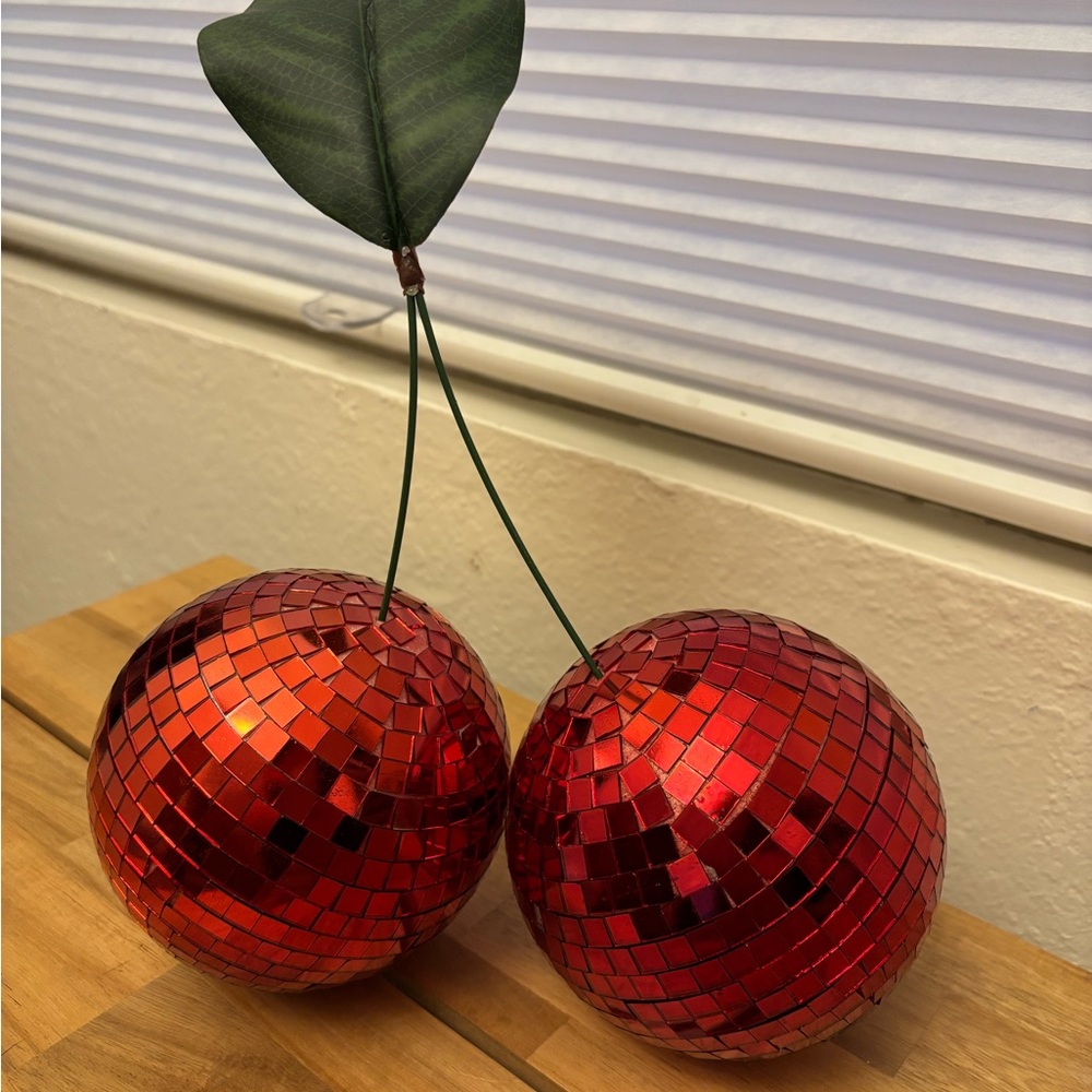 Red Cherry Disco Ball Party Decor Art Object